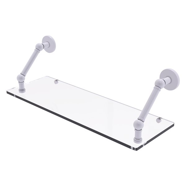 Allied Brass Prestige Skyline Matte White 24-in Glass Wall Mount Bathroom Shelf