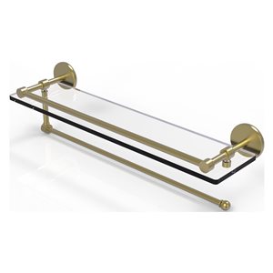 Allied Brass Prestige Skyline Satin Brass 1-Tier 22-in Glass Wall Mount Bathroom Shelf
