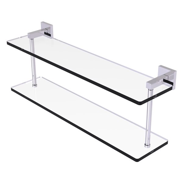 Allied Brass Montero Polished Chrome 2-Tier 22-in Glass Wall Mount Bathroom Shelf