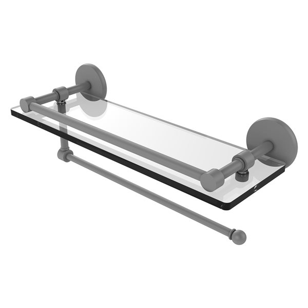 Allied Brass Prestige Skyline Matte Grey 1-Tier 16-in Glass Wall Mount Bathroom Shelf