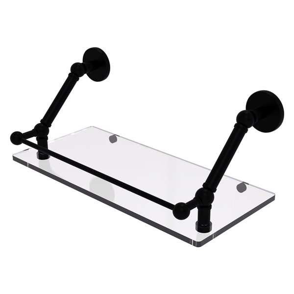 Allied Brass Prestige Skyline Matte Black 1-Tier 18-in Glass Wall Mount Bathroom Shelf
