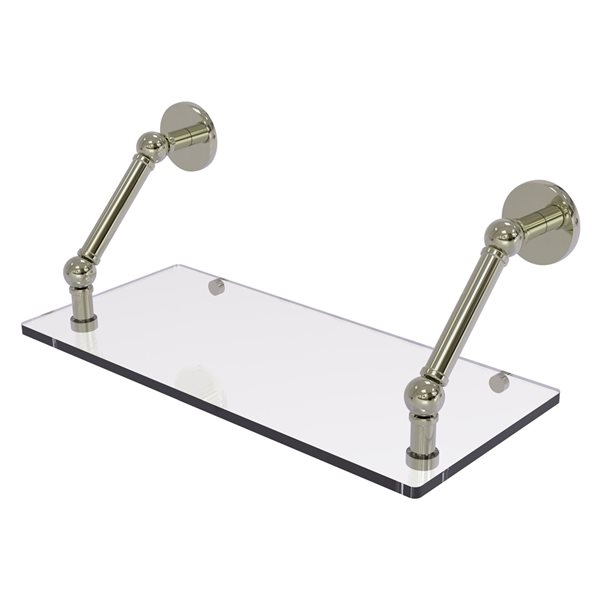 Allied Brass Prestige Skyline Polished Nickel 18-in Glass Wall Mount Bathroom Shelf