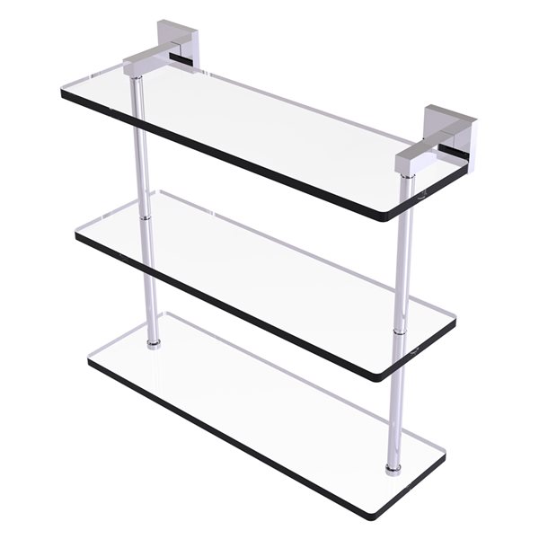Allied Brass Montero Polished Chrome 3-Tier 16-in Glass Wall Mount Bathroom Shelf