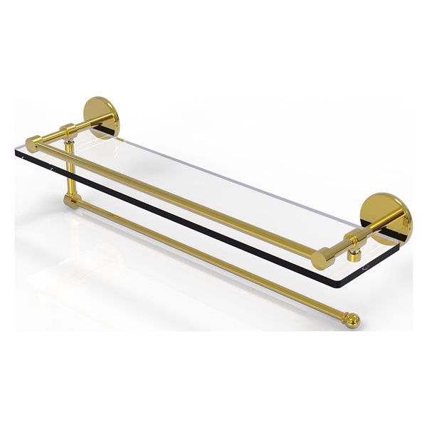 Allied Brass Prestige Skyline Polished Brass 1-Tier 22-in Glass Wall Mount Bathroom Shelf