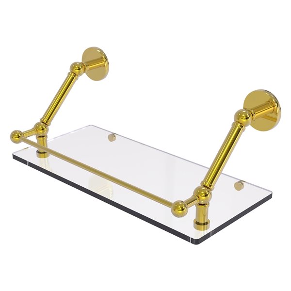 Allied Brass Prestige Skyline Polished Brass 1-Tier 18-in Glass Wall Mount Bathroom Shelf