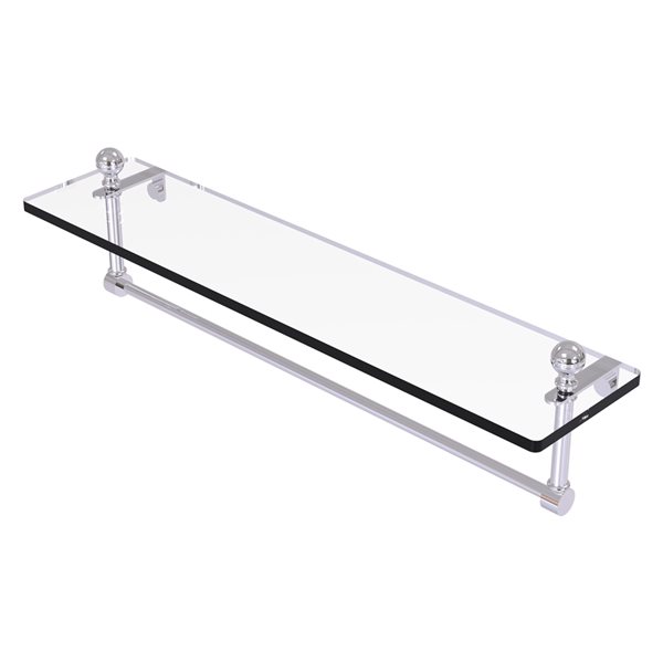 Allied Brass Mambo 22-in Polished Chrome 1-Tier Glass Wall Mount Bathroom Shelf with Towel Bar