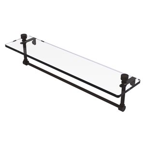 Allied Brass Foxtrot Oil Rubbed Bronze 1-Tier Glass Wall Mount Bathroom Shelf with Towel Bar