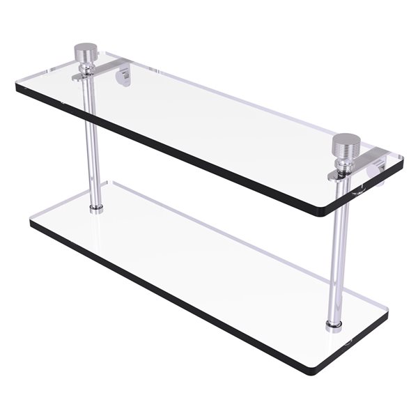 Allied Brass Foxtrot 16-in Polished Chrome 2-Tier Glass Wall Mount Bathroom Shelf