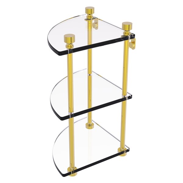 Allied Brass Foxtrot Polished Brass 1-Tier Corner Glass Wall Mount Bathroom Shelf