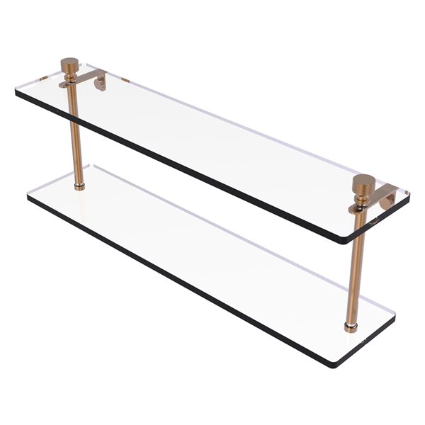 Allied Brass Foxtrot Brushed Bronze 2-Tier Glass Wall Mount Bathroom Shelf