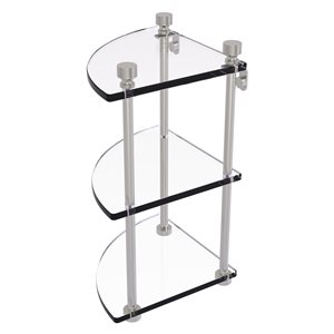 Allied Brass Foxtrot Satin Nickel 1-Tier Corner Glass Wall Mount Bathroom Shelf