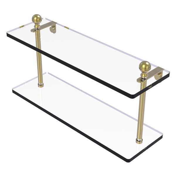 Allied Brass Mambo Satin Brass 2-Tier Glass Wall Mount Bathroom Shelf