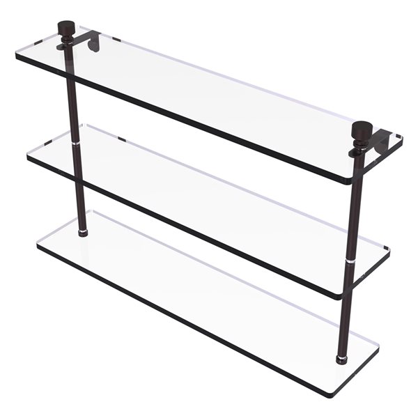 Allied Brass Foxtrot 22-in Antique Bronze 3-Tier Glass Wall Mount Bathroom Shelf
