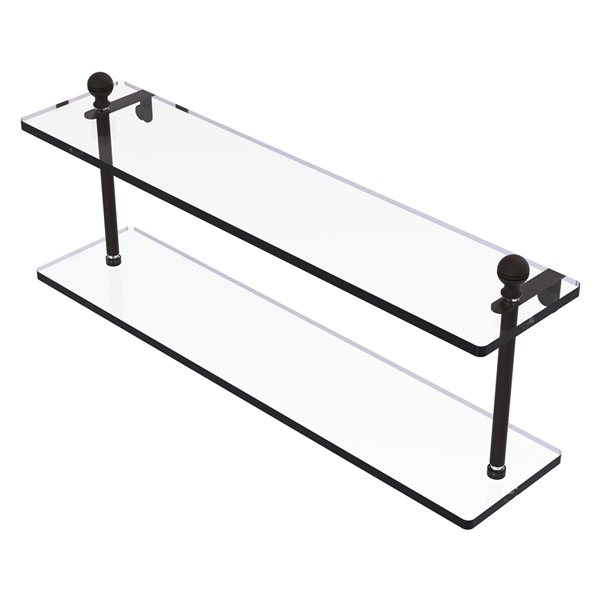 Allied Brass Mambo 22-in Oil Rubbed Bronze 2-Tier Glass Wall Mount Bathroom Shelf
