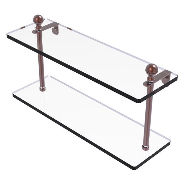 Allied Brass Mambo Antique Copper 2-Tier Glass Wall Mount Bathroom Shelf