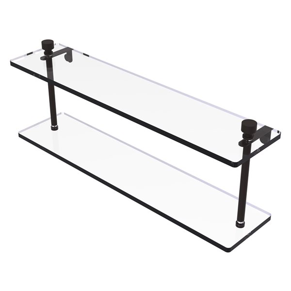 Allied Brass Foxtrot Oil Rubbed Bronze 2-Tier Glass Wall Mount Bathroom Shelf