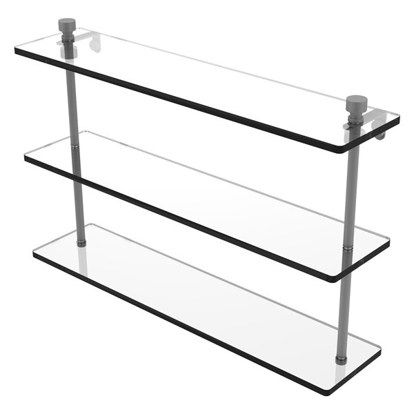 Allied Brass Foxtrot 22-in Matte Grey 3-Tier Glass Wall Mount Bathroom Shelf