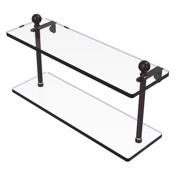 Allied Brass Mambo Antique Bronze 2-Tier Glass Wall Mount Bathroom Shelf