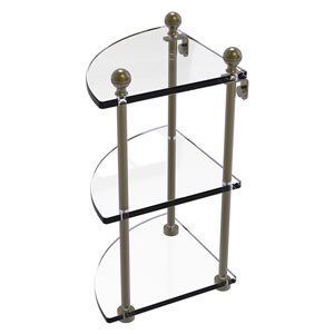 Allied Brass Mambo 3-Tier Glass Wall Mount Bathroom Shelf in Antique Brass