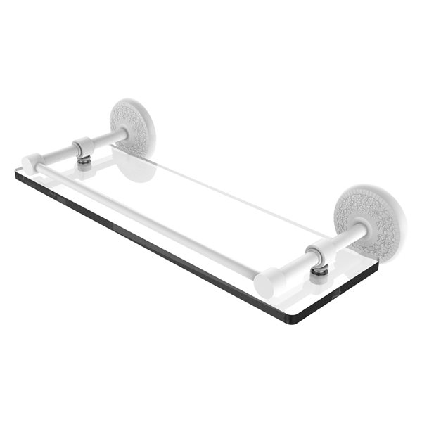 Allied Brass Monte Carlo Matte White 1-Tier Glass Wall Mount Bathroom Shelf