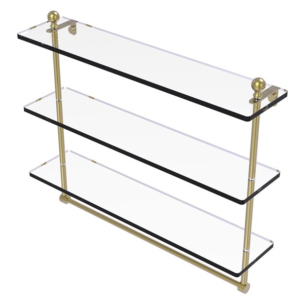 Allied Brass Mambo Satin Brass 3-Tier Glass Wall Mount Bathroom Shelf