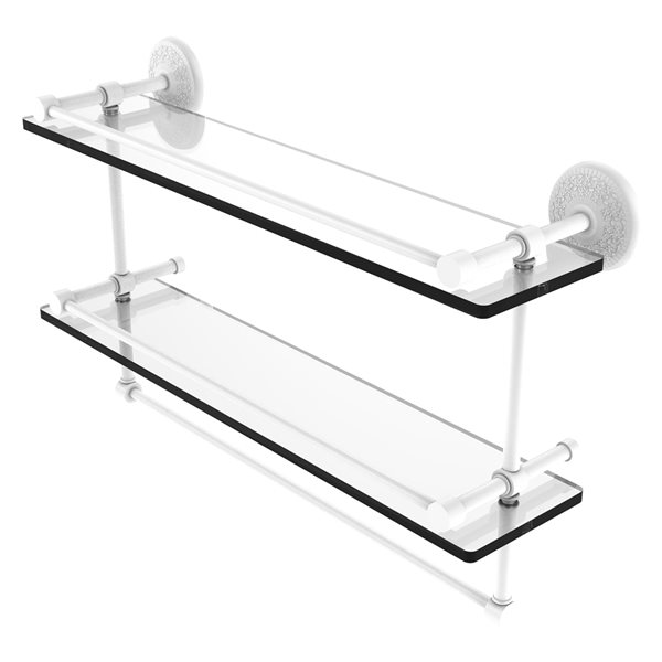 Allied Brass Monte Carlo 2-Tier Glass Wall Mount Bathroom Shelf in Matte White