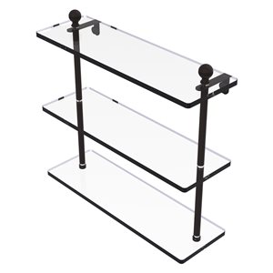 Allied Brass Mambo Oil Rubbed Bronze Finish 3-Tier Glass Wall Mount Bathroom Shelf