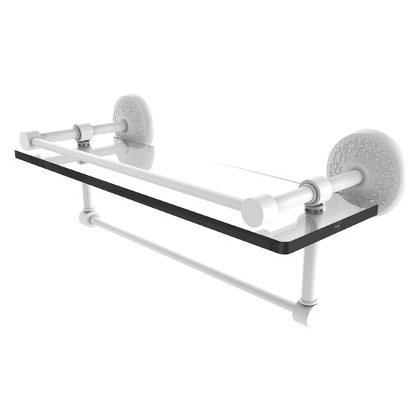 Allied Brass Monte Carlo Matte White Finish 1-Tier Glass Wall Mount Bathroom Shelf