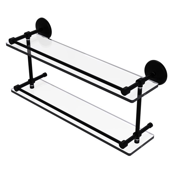 Allied Brass Monte Carlo 2-Tier Matte Black Glass Wall Mount Bathroom Shelf