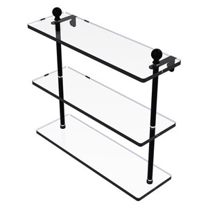 Allied Brass Mambo Matte Black Finish 3-Tier Glass Wall Mount Bathroom Shelf