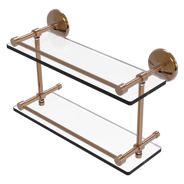 Allied Brass Monte Carlo Brushed Bronze 2-Tier Glass Wall Mount Bathroom Shelf
