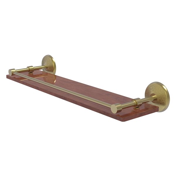 Allied Brass Monte Carlo 1-Tier Wood Wall Mount Bathroom Shelf in Satin Brass