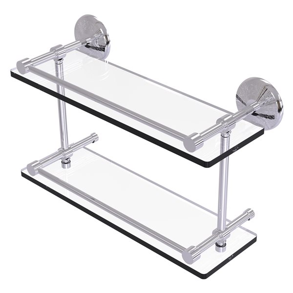 Allied Brass Monte Carlo Polished Chrome 2-Tier Glass Wall Mount Bathroom Shelf