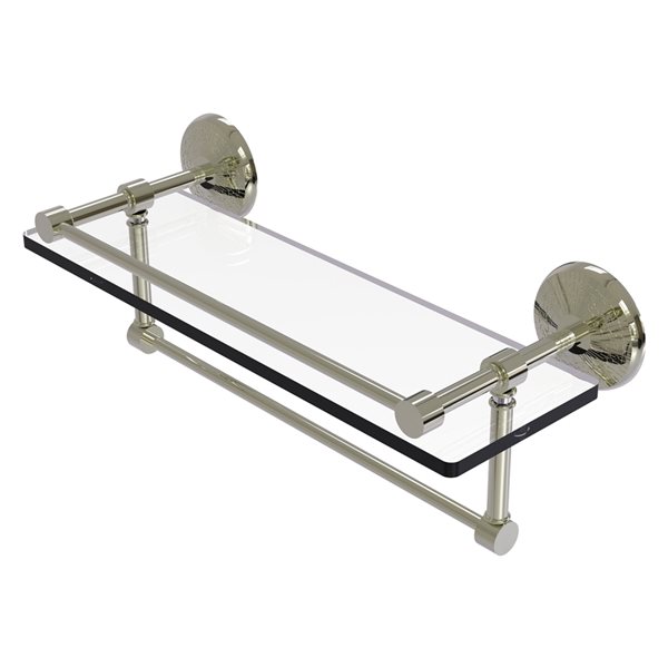 Allied Brass Monte Carlo Polished Nickel Finish 1-Tier Glass Wall Mount Bathroom Shelf