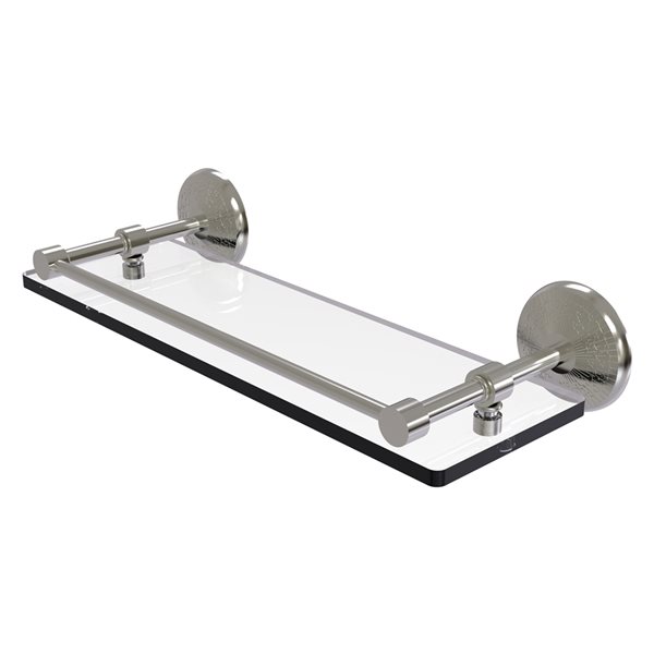 Allied Brass Monte Carlo Satin Nickel 1-Tier Glass Wall Mount Bathroom Shelf