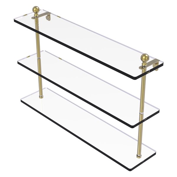 Allied Brass Mambo 3-Tier Satin Brass Finish Glass Wall Mount Bathroom Shelf