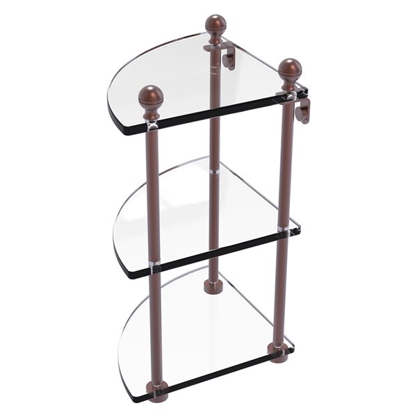 Allied Brass Mambo 3-Tier Glass Wall Mount Bathroom Shelf in Antique Copper