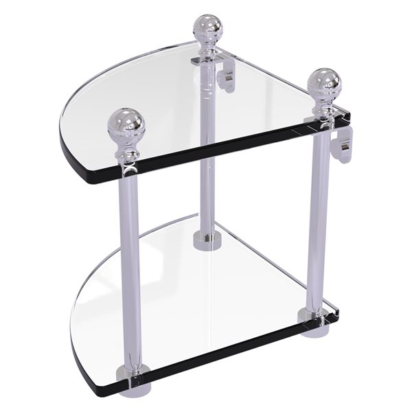 Allied Brass Mambo Polished Chrome 2-Tier Glass Wall Mount Bathroom Shelf