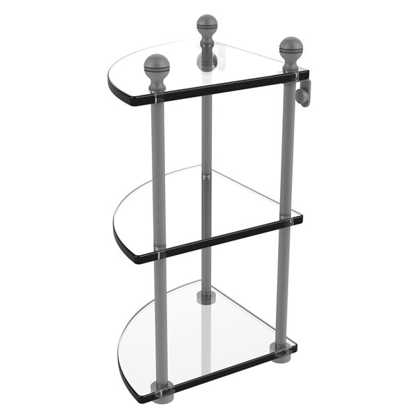Allied Brass Mambo 3-Tier Glass Wall Mount Bathroom Shelf in Matte Grey ...
