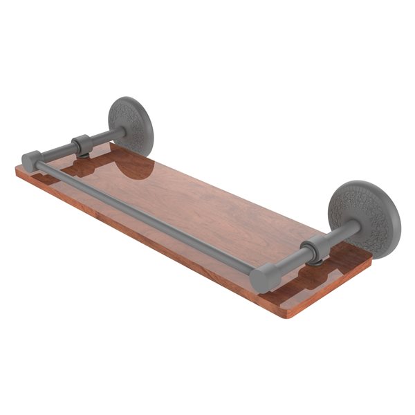 Allied Brass Monte Carlo Matte Grey 1-Tier Wood Wall Mount Bathroom Shelf