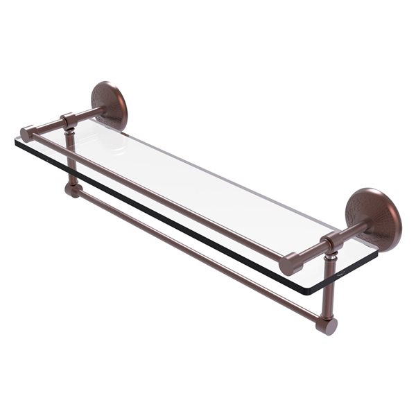 Allied Brass Monte Carlo 1-Tier Glass Wall Mount Bathroom Shelf in Antique Copper