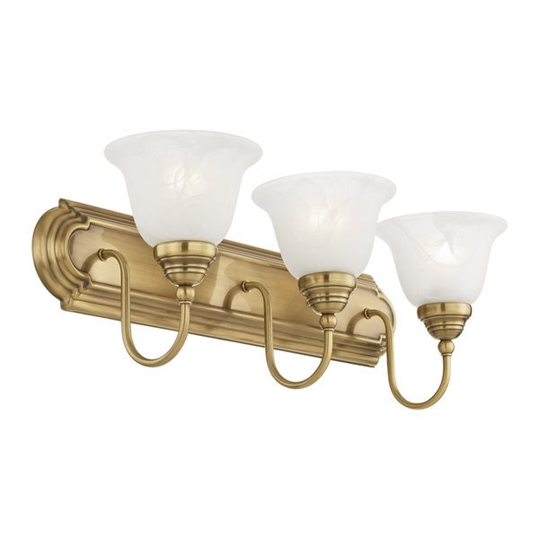 Livex Lighting Belmont 3-light Brass Traditional Vanity Light