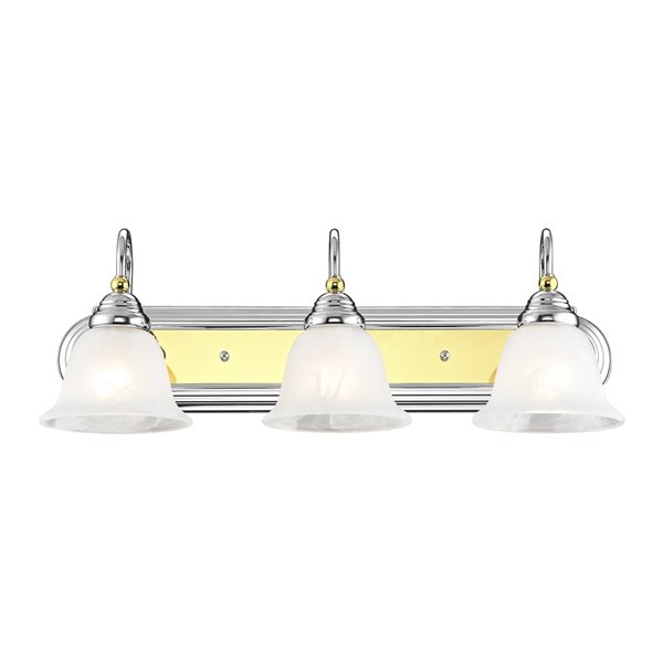 Chrome and brass vanity shop light