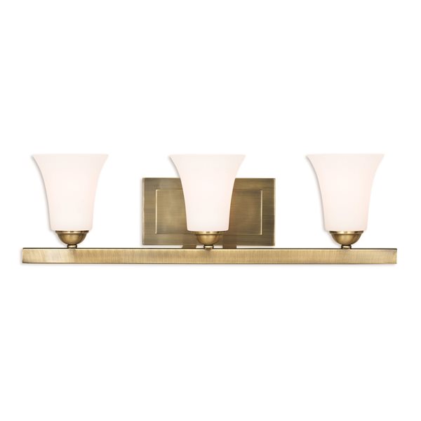 Livex Lighting Ridgedale 3-Light Brass Transitional Vanity Light
