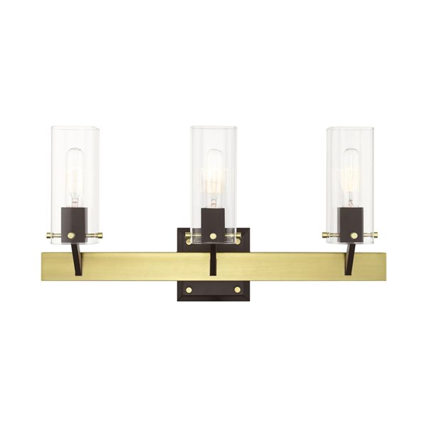 Livex Lighting Beckett 3-Light Brass Transitional Vanity Light 17823-12 ...