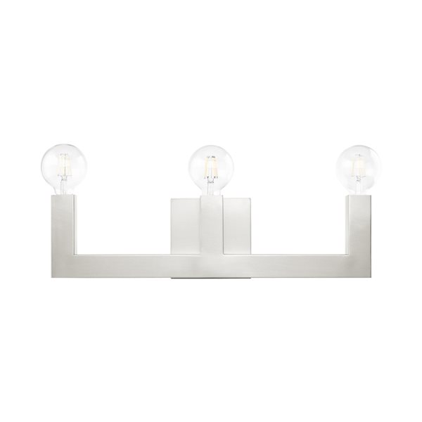 Livex Lighting Solna 3-Light Nickel Mid-Century Vanity Light