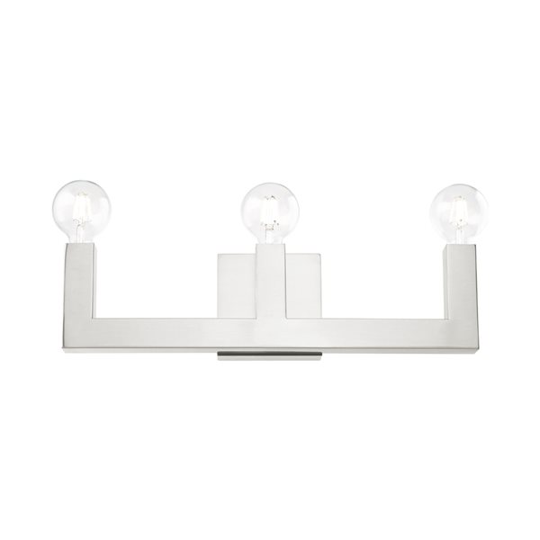 Livex Lighting Solna 3-Light Nickel Mid-Century Vanity Light