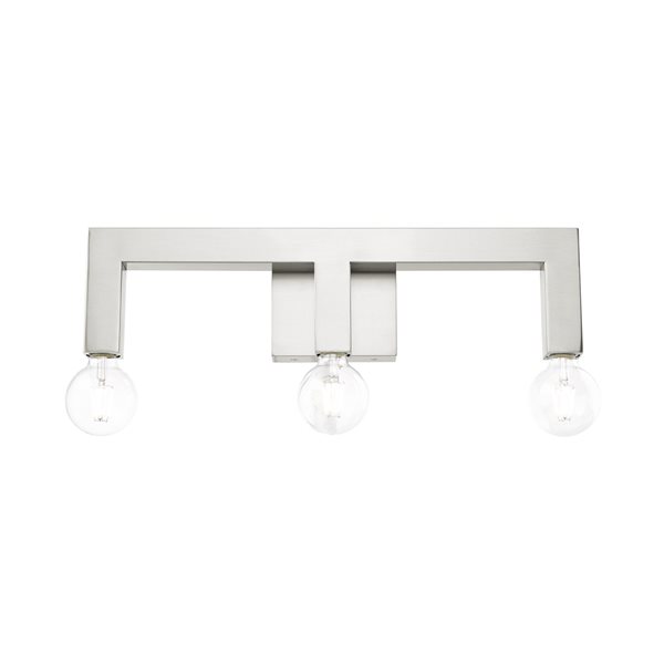 Livex Lighting Solna 3-Light Nickel Mid-Century Vanity Light