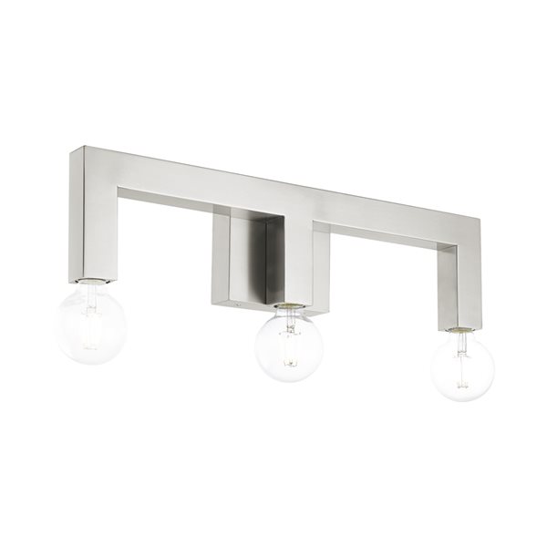 Livex Lighting Solna 3-Light Nickel Mid-Century Vanity Light