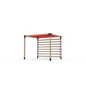 Ensemble pour pergola adossée par Toja Grid de 8 pi x 10 pi pour bois 4 x 4, mur KNECT 4 x 4 et auvent rouge inclus